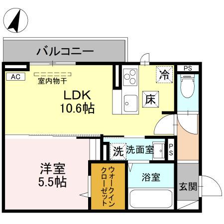 CLASSEUM幸西III(1LDK/1階)の間取り写真