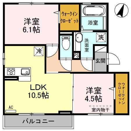 プランタン石山(2LDK/1階)の間取り写真