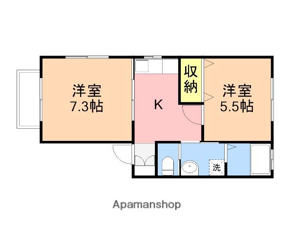 サザンハウス(2K/2階)の間取り写真