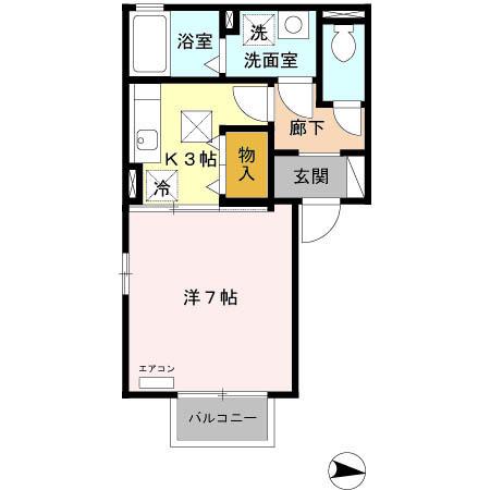 ウィルモアST(1K/1階)の間取り写真