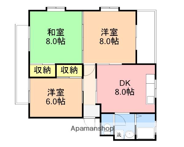 ガーデンシティハウスA棟(3DK/2階)の間取り写真