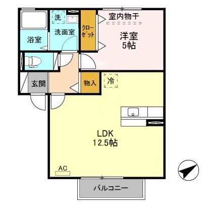 グラン・ソレーユA(1LDK/2階)の間取り写真