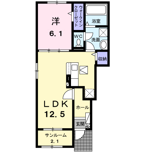 ピアニッシモⅡ(1LDK/1階)の間取り写真