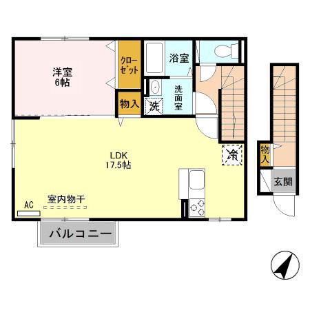 クリプトンA(1LDK/2階)の間取り写真