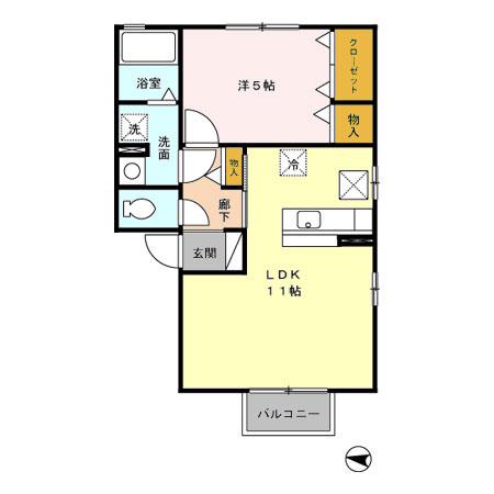 SWEET CHOCOLAT(1LDK/1階)の間取り写真