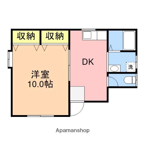 プチハウストック(1DK/2階)の間取り写真