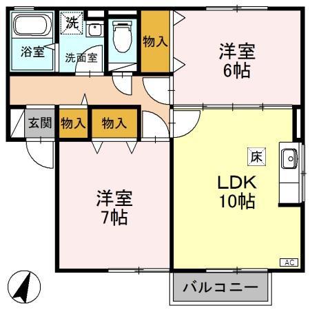 セジュールオリーブ(2LDK/1階)の間取り写真