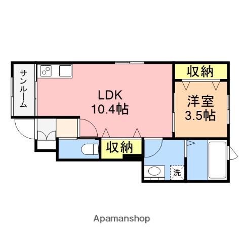 オーガスタⅡ(1LDK/1階)の間取り写真