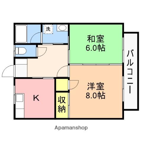 コーポチェリーB(2K/2階)の間取り写真