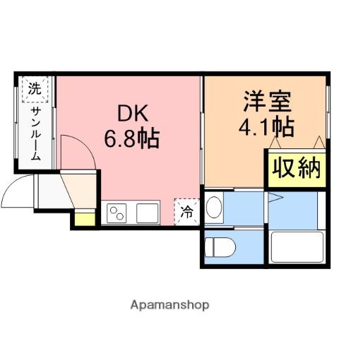 ルーナなおりやま(1DK/1階)の間取り写真