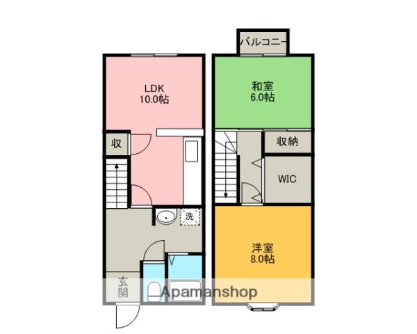 オーグ県庁前(2LDK/1階)の間取り写真