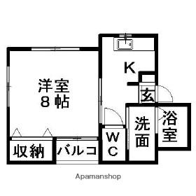 ハイライフ紫竹山A(1K/2階)の間取り写真