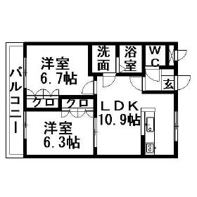 アルビレオパーク(2LDK/2階)の間取り写真