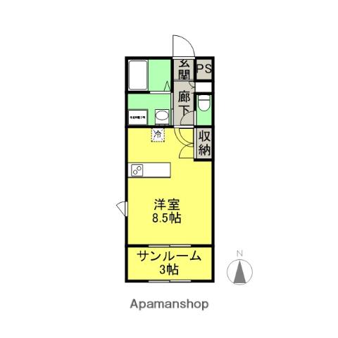 ステュディオ石橋(ワンルーム/1階)の間取り写真