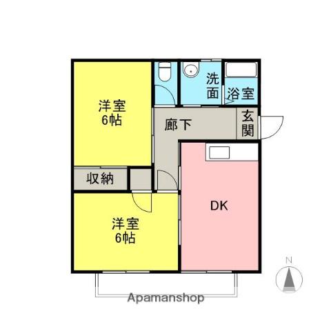 レジデンス48(2DK/1階)の間取り写真