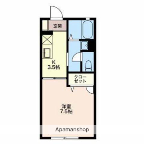 ルミエールK B(1K/2階)の間取り写真