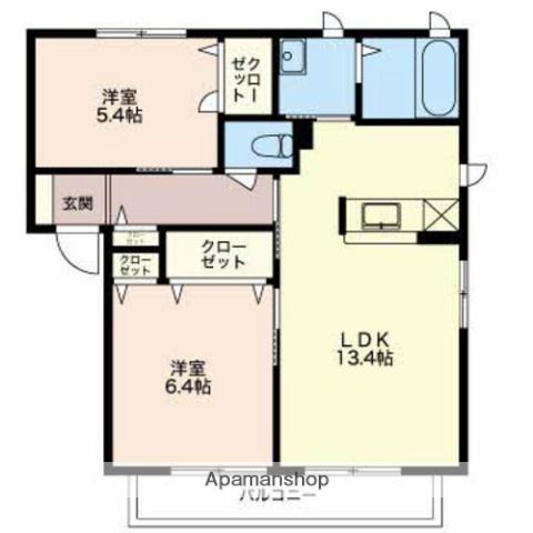 アーバンスクエアB棟(2LDK/1階)の間取り写真