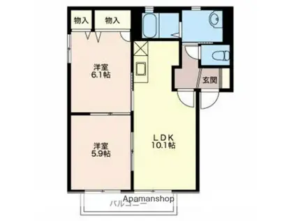 ハレクラニ(2LDK/2階)の間取り写真