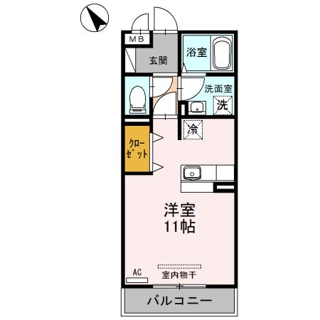 エル・スリー石橋(ワンルーム/3階)の間取り写真