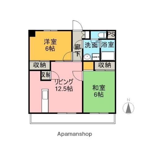グレイス・コート高田(2LDK/6階)の間取り写真