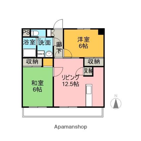 グレイス・コート高田(2LDK/5階)の間取り写真