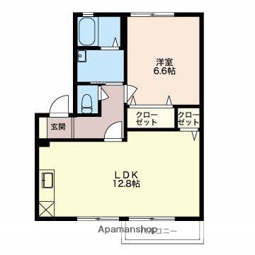 シャルマン大潟(1LDK/2階)の間取り写真