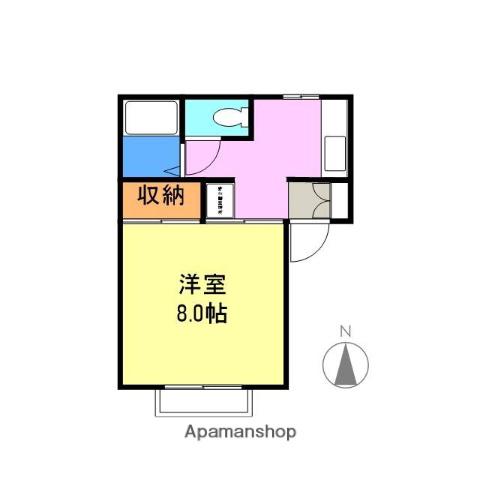 池の原ハイツⅡ(1K/2階)の間取り写真