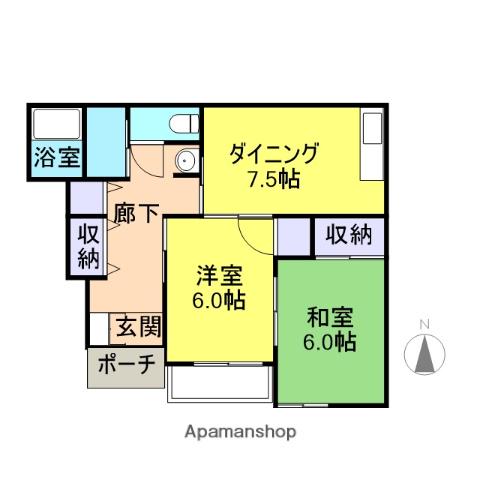 はなみずき(2DK/1階)の間取り写真