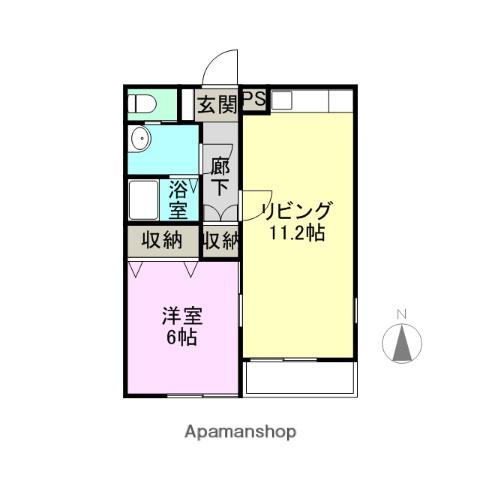 ソレイユ B棟(1LDK/2階)の間取り写真