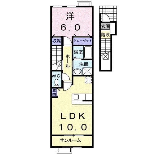 エレガンシア・KOKUHU(1LDK/2階)の間取り写真