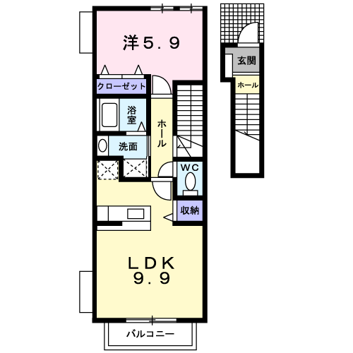 エテルノカーサ(1LDK/2階)の間取り写真