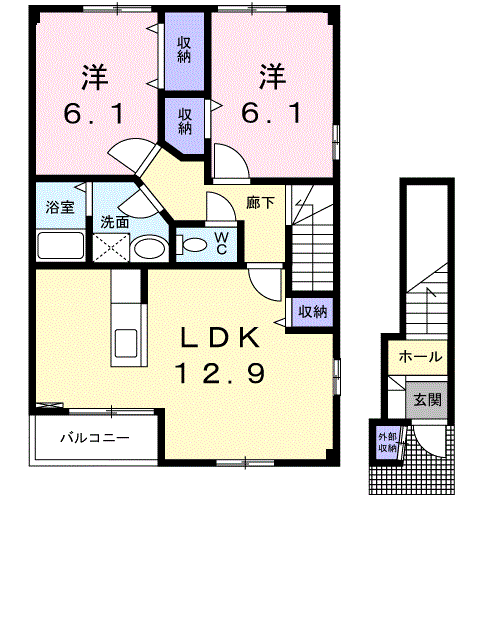 まうゆⅡ(2LDK/2階)の間取り写真