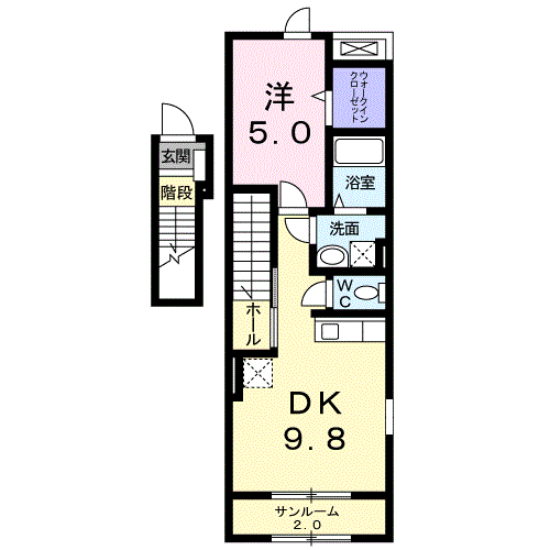 ヴィアマーレ(1LDK/2階)の間取り写真