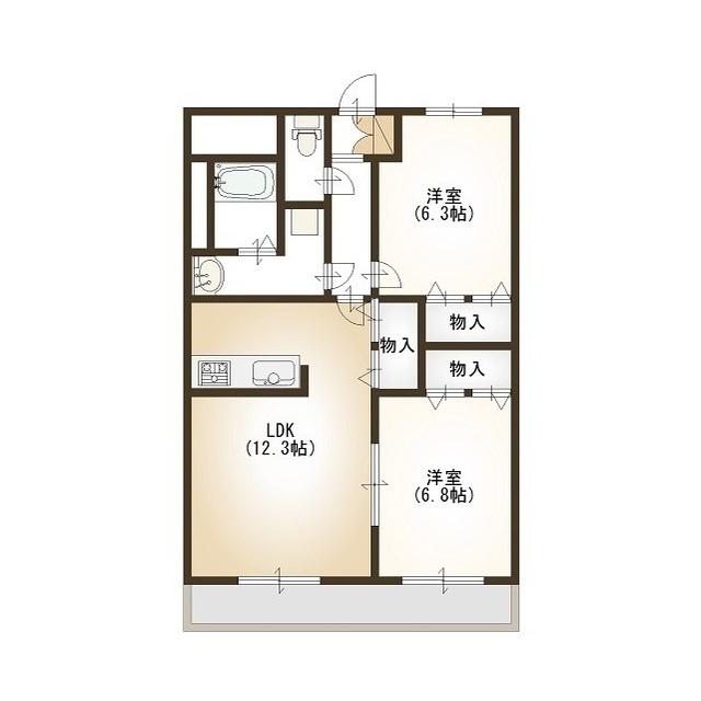 プランドール鴨島(2LDK/2階)の間取り写真