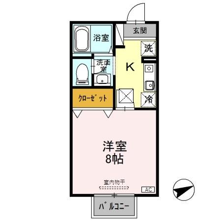 ビビッドK(1K/1階)の間取り写真