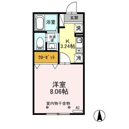 マイルドA(1K/2階)の間取り写真