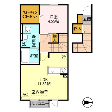 クレスト(1LDK/2階)の間取り写真