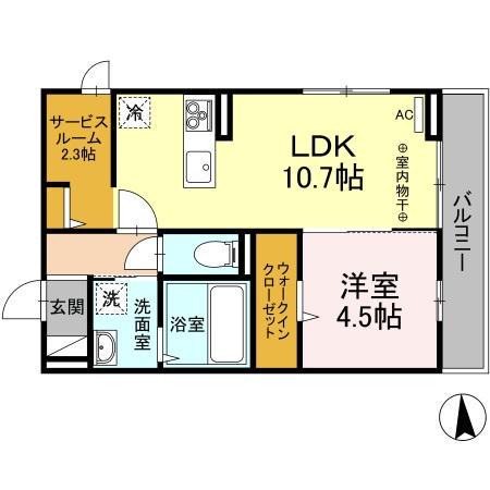 フィドゥーチャ(1SLDK/2階)の間取り写真
