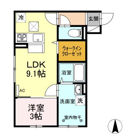 セレーノ リリー(1LDK/1階)の間取り写真