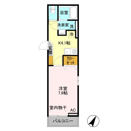 シャインピークス上越妙高 B(1K/2階)の間取り写真