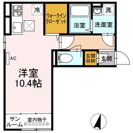 ヴィラ ラピスラズリ(ワンルーム/1階)の間取り写真