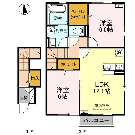ライフコート上越(2LDK/2階)の間取り写真