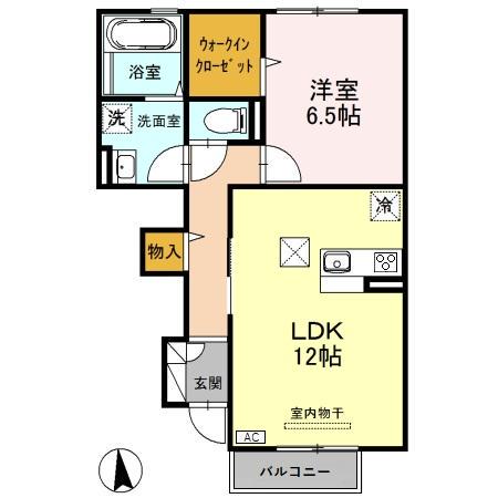 ライフコート上越(1LDK/1階)の間取り写真