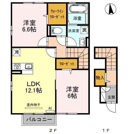 ライフコート上越(2LDK/2階)の間取り写真