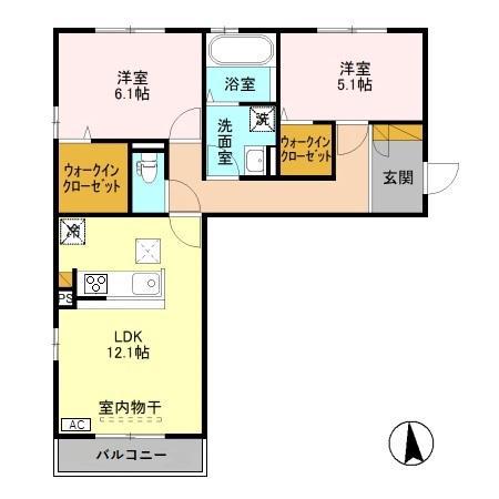 ヴィンヤード(2LDK/1階)の間取り写真