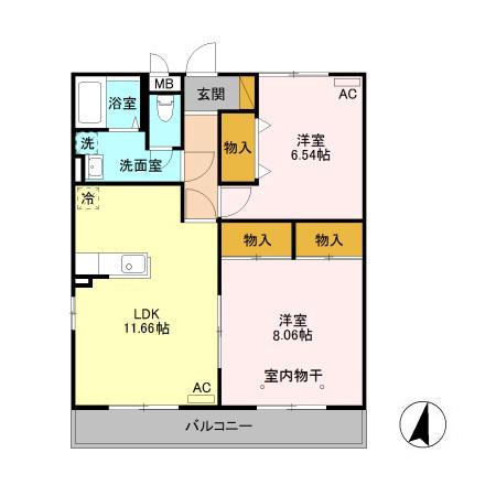 ロイヤルパレス春日山(2LDK/3階)の間取り写真