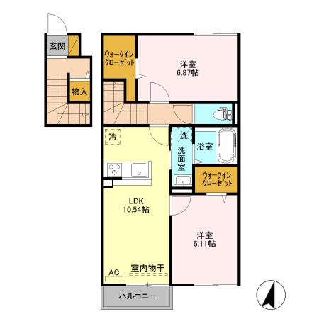 グランツ B(2LDK/2階)の間取り写真