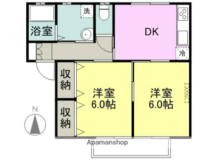 コーポ中村E(2DK/2階)の間取り写真
