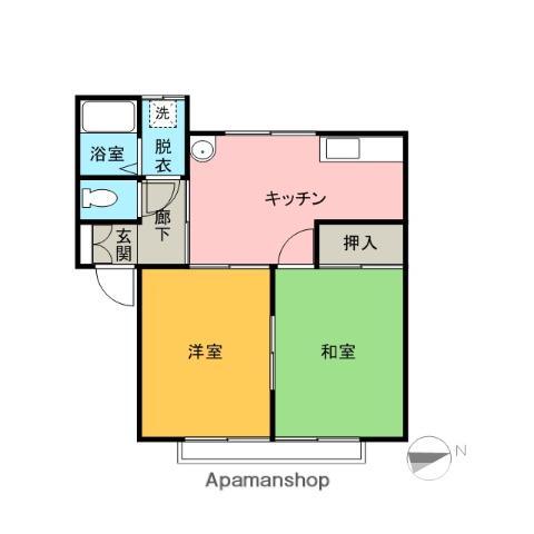 エスペランス(2DK/1階)の間取り写真