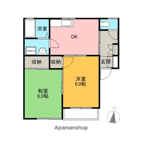 コーポひまわり(2DK/2階)の間取り写真